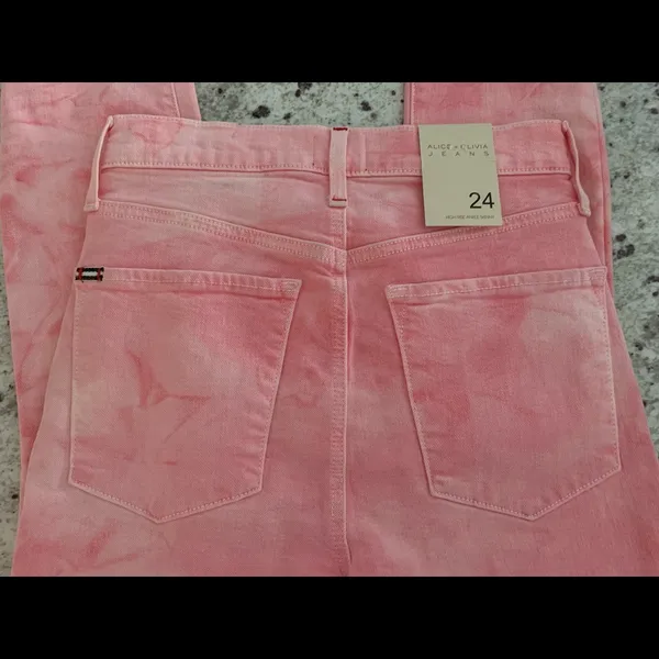 New Alice + Olivia high rise ankle skinny‎ crystal cloud pink jeans 24 - Image 5