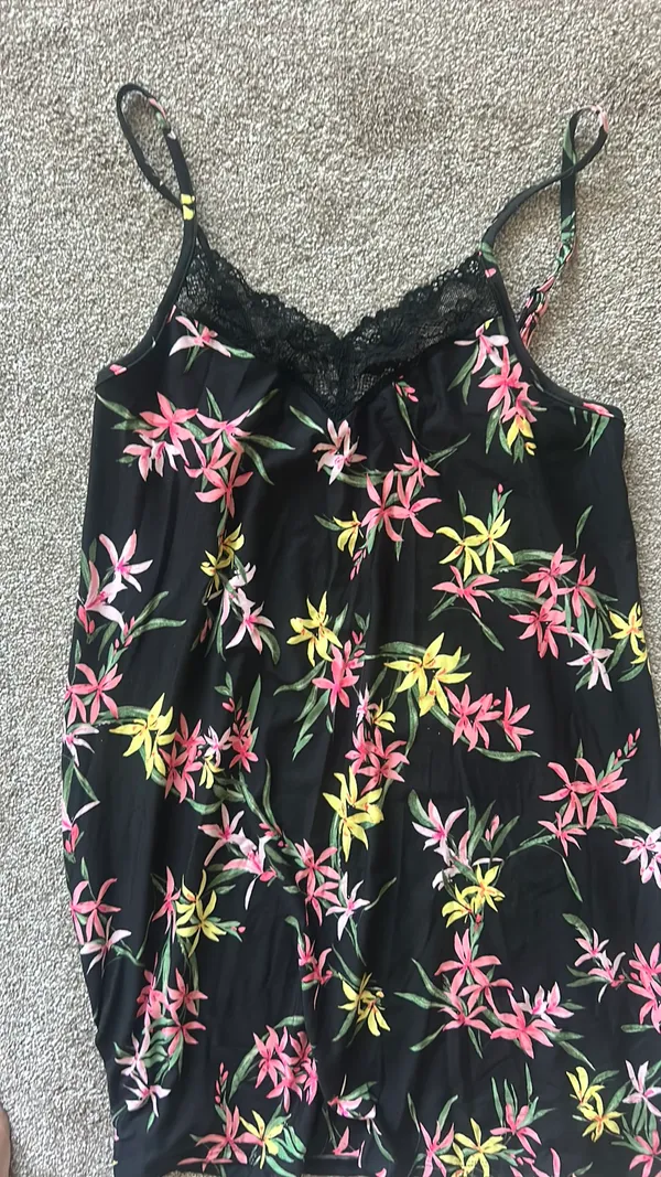Cotton Slip Sleep Dress Black Size M - Image 2