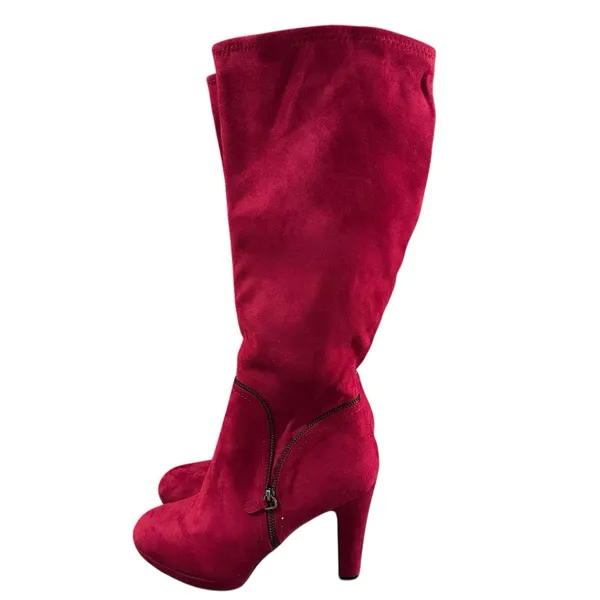 Impo Scarlet Red Tall‎ Suede 5418371 Boots Women's Size 9 M Heels Knee High - Image 4