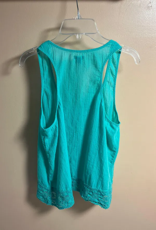 Mint Tank With Crochet/lace Bottom - Image 2
