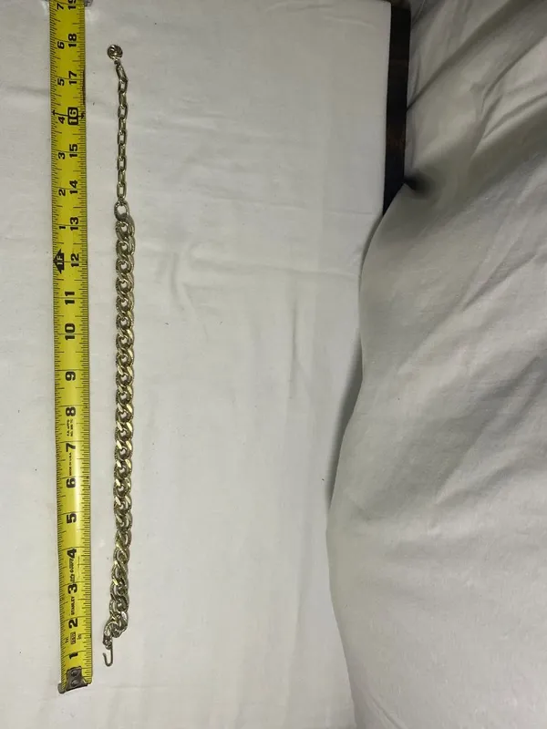 Vintage Gold Tone Textured Link Chain Necklace Adjustable Hook Closure 18-19" - Image 3