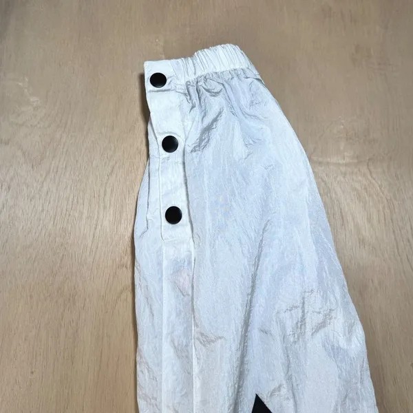 MOOLAH Womens S Black White‎ Snap Track Pants Tearaway Joggers Orange Drawstring - Image 5