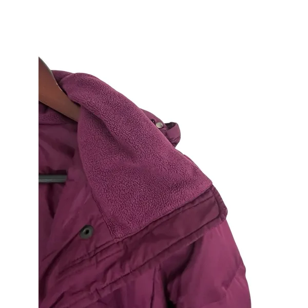 Lands' End Women's Jacket Puffer Coat XS Down Maroon Magenta Removable Hood Midi - Image 6