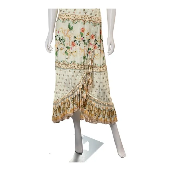 Farm Rio Anthropologie Floral Ruffle Trim Wrap‎ Maxi Dress Bohemian Cottagecore - Image 5