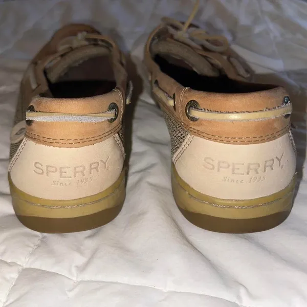 Tan and Cream Sperry Loafers - Size 8 - Image 4