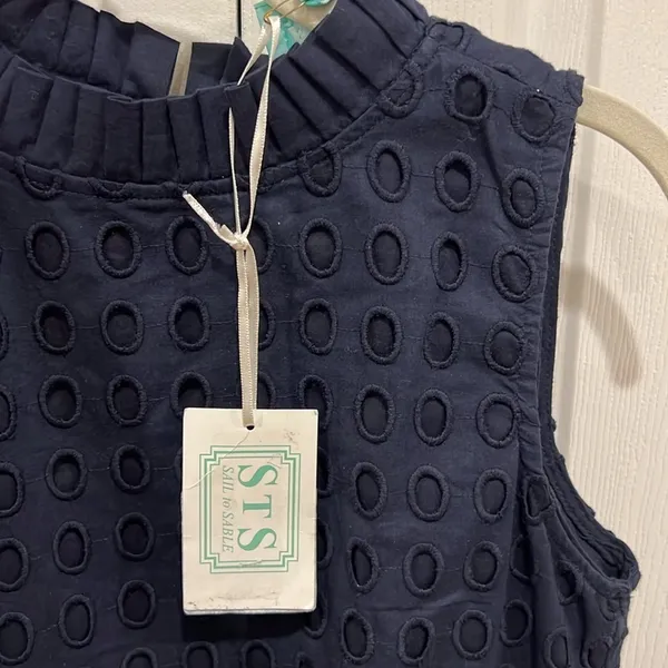 Sail‎ to Sable Eyelet Ruffle Dress Navy Blue Womens Size 0 - Image 6