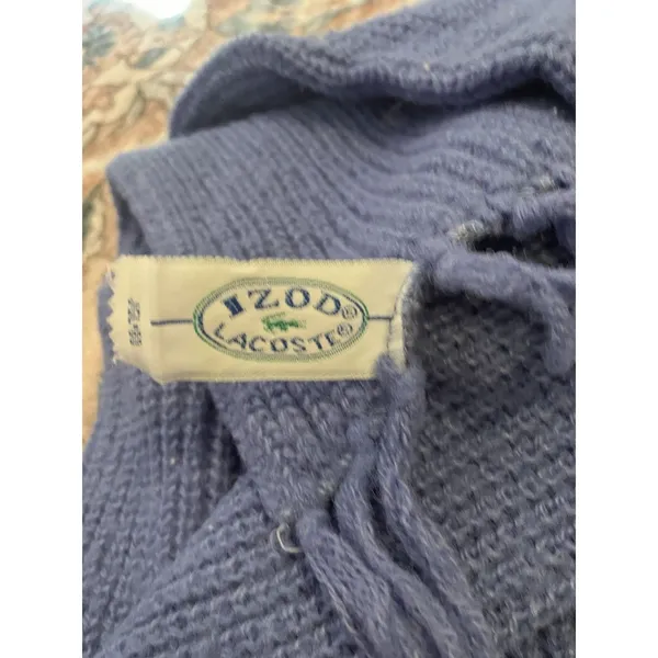 Vintage IZOD Lacoste Knit Scarf Hat Combo 100% Orlon Blue 80s Made USA - Image 5