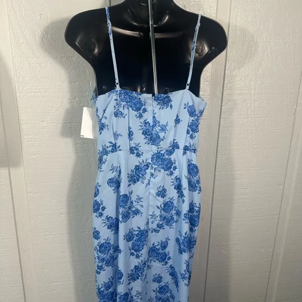 Chelsea 28 Blue Floral Spaghetti Strap Midi Dress Size Small NWOT - Image 9