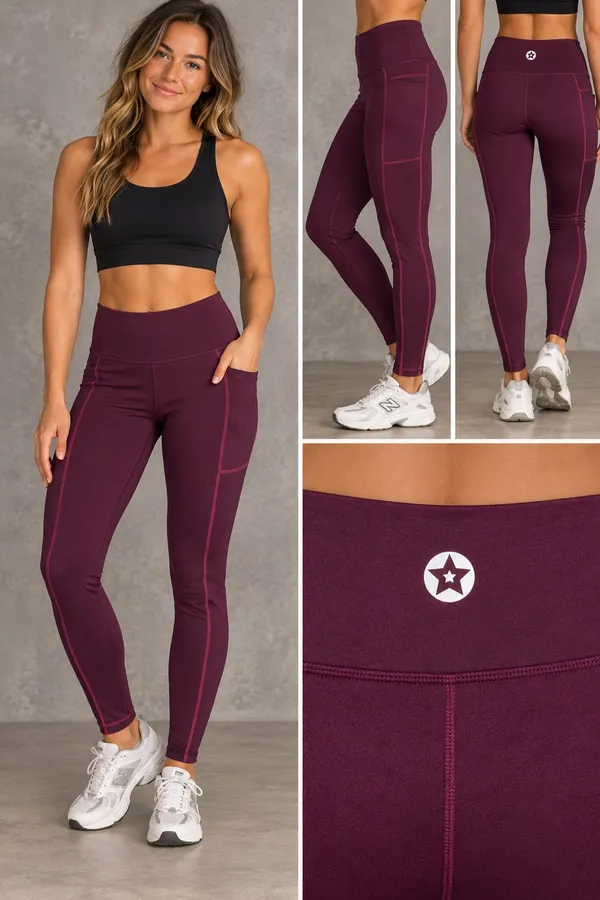 Active Booty for Everybooty Pocket Leggings Maroon / Burgundy - Image 2