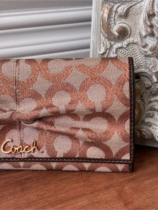Coach Signature Jacquard Ruched Long Wallet, Glitter Monogram Print, Y2K - Image 3