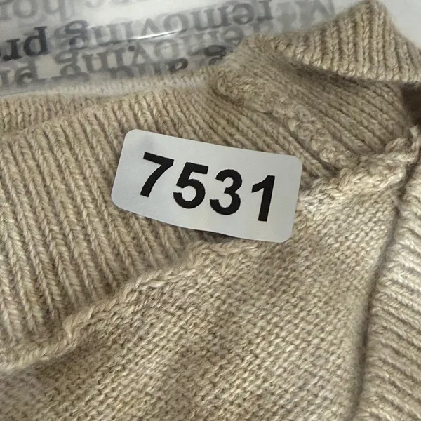 J.Crew Teddie‎ Sweater Womens Medium Tan White Striped Cotton Crewneck CG827 - Image 10