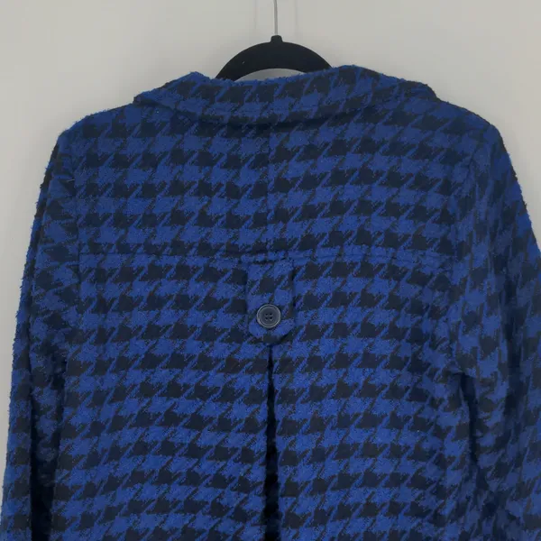 Lulu B Women's Blue Black Houndstooth Jacket Size Small Long Sleeve Button Front - Image 10