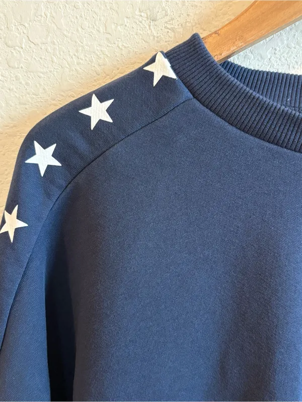 Dudley Stephens French Terry P'Town Pullover Blue with Stars Size XL - Image 4