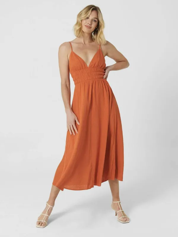 MVN The Label Orange Feast of Fire Linen Blend Sleeveless Maxi Dress - Size - 4 - Image 2