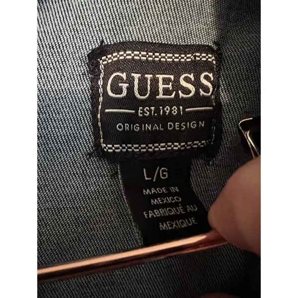Guess‎ Jumpsuit Women Large Blue Denim Wrap Wide Leg Sleeveless V-Neck Casual - Image 5