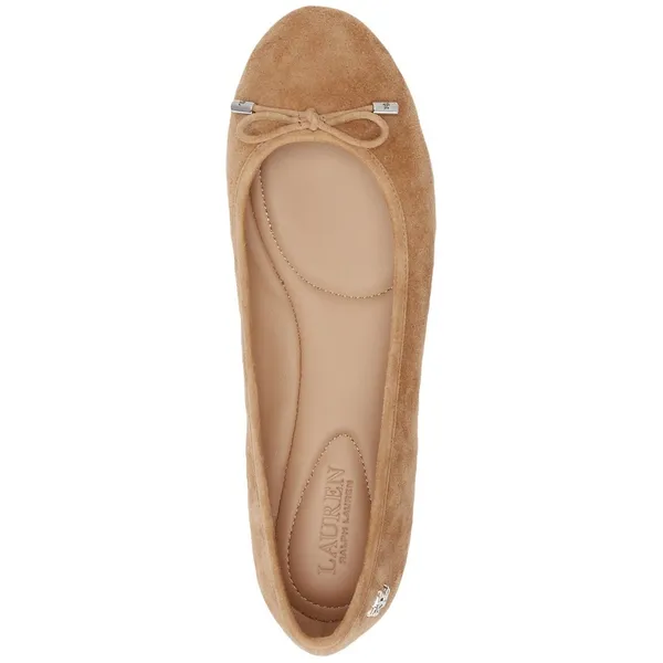Ralph Lauren Womens Flats Size 5B Camel Jayna Ballet Bow Slip On Leather Ballet - Image 4