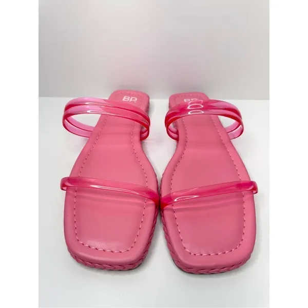 Nordstrom Sandals‎ Size 7.5 BP Viola Barbie Pink Braided Square Toe Flat Slides - Image 4