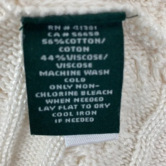 Ralph Lauren White Cable Knit Open Front Cardigan Sweater S/M - Image 6