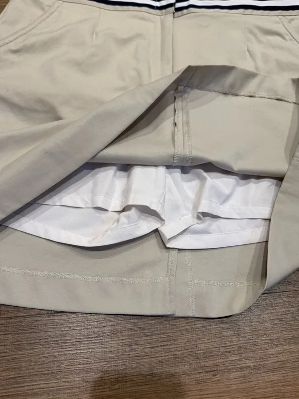 Tommy Hilfiger Golf Khaki A-Line Skort with Black-Striped Waistband Size 10 - Image 3