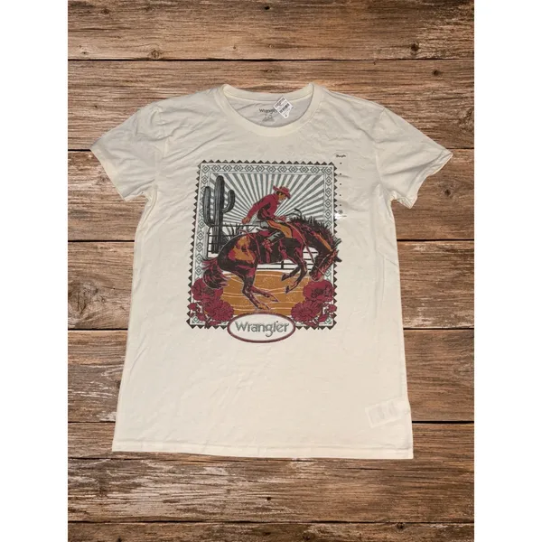 Wrangler Retro Western Rodeo Cowboy Bronco Graphic Boyfriend Fit Tee NWT M - Image 2