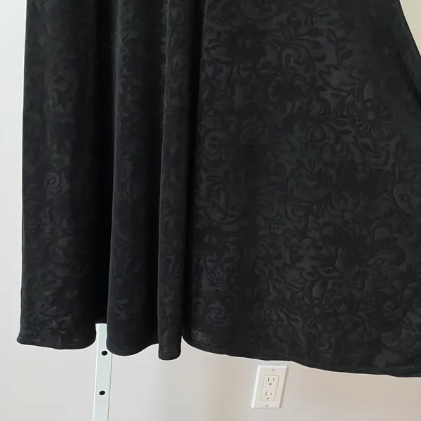 Free People Large Black Mini Dress Lace Back Floral‎ Textured Fit and Flare Boho - Image 3