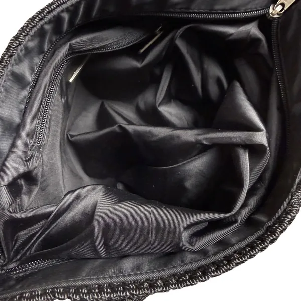 The Sak Crochet Shoulder Bag Womens‎ Medium Black Woven Boho Zipper Purse - Image 11