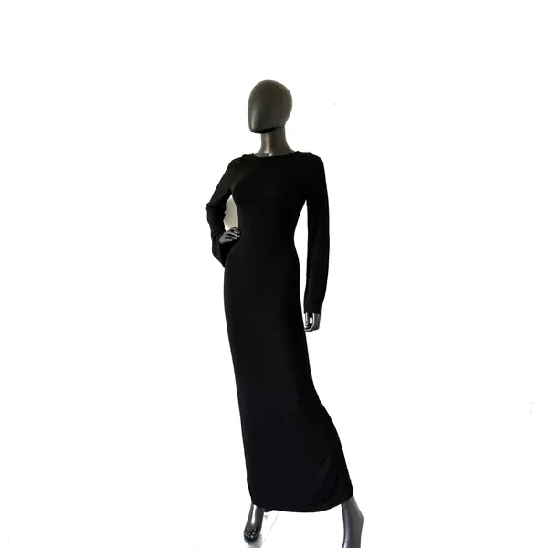 Backless Long Maxi Dress Open Back Ribbed Dress Long Flare Sleeve Slim Fit - Image 3
