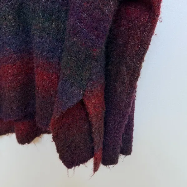 Natural Life XL Oversized Fuzzy V-Neck Sweater Burgundy Purple Wool Blend - Image 6