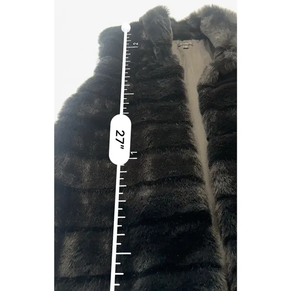 Talbots Black Faux Fur Ribbed Open Front Vest Women's size Small - Image 9