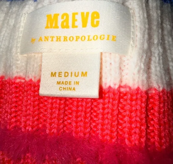 Anthropologie Maeve Neon Fuzzy Striped Top M - Image 4