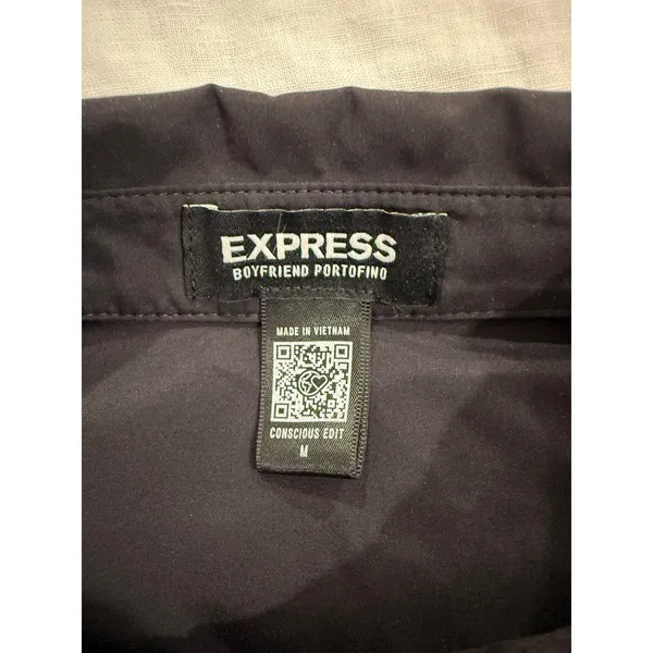 Express Long Sleeve Poplin Boyfriend Portofino Shirt Black Women's Size Medium - Image 7