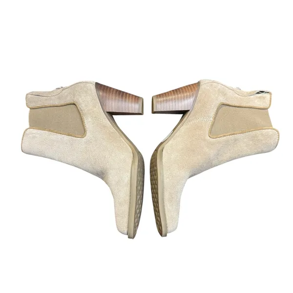 Aerosoles Booties Womens Size 6 Beige Leather Lido Ankle Cone Heel Stretch - Image 5