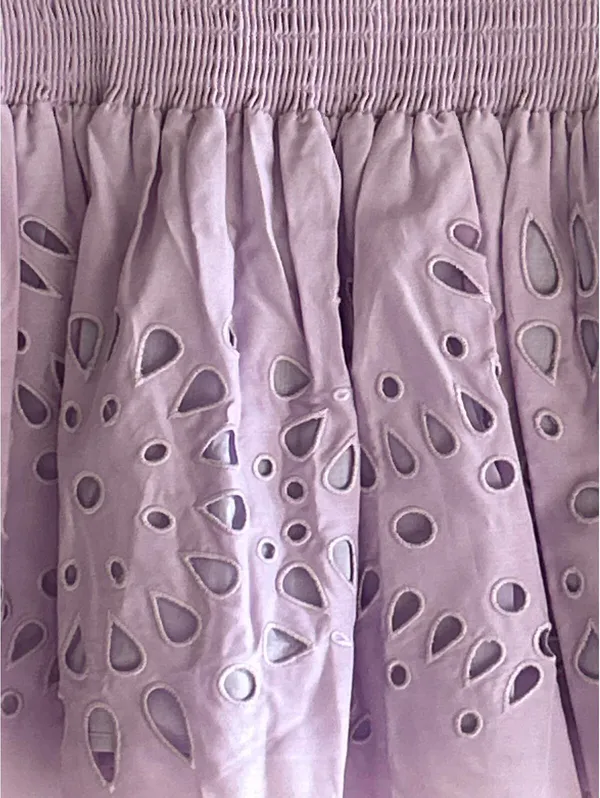Thakoon NWT Purple Boho Smocked Eyelet Cottagecore Mini Skirt Size 2 Dollette - Image 2