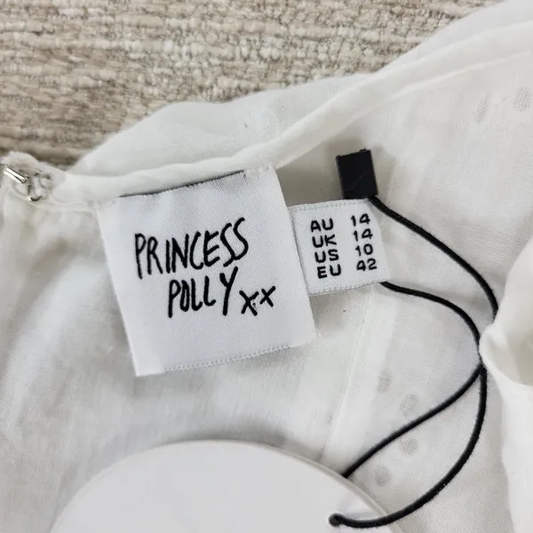 Princess Polly Besiana Broderie Anglaise Mini Sundress Sz 10 White Eyelet Ruffle - Image 6