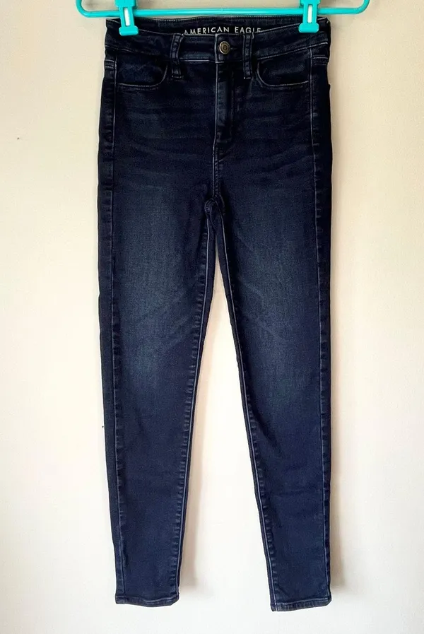 American Eagle Dark Wash Indigo Super High Rise Jegging Super Stretch Size 2 Reg - Image 13