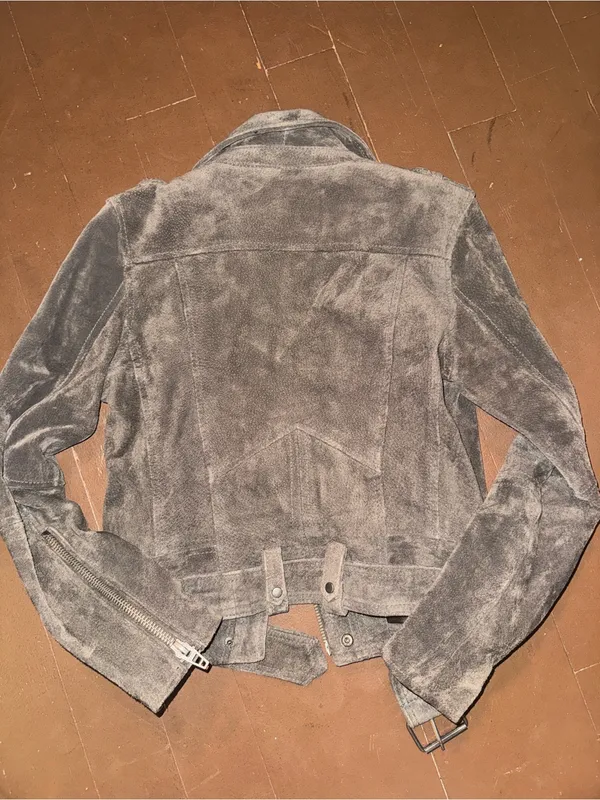 Blank NYC Gray Suede Moto Jacket with Belted Hem - Image 3