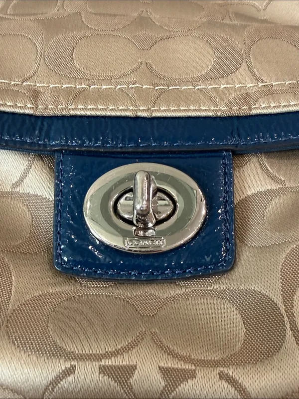 Coach Penelope Signature Sateen Convertible Hobo / Shoulder Bag Tan F19232 - Image 8