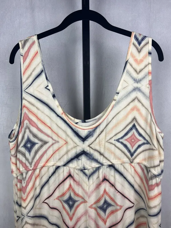 Old Navy Maternity Maxi Dress Women L Cream Geometric Empire Waist Stretch Boho - Image 4