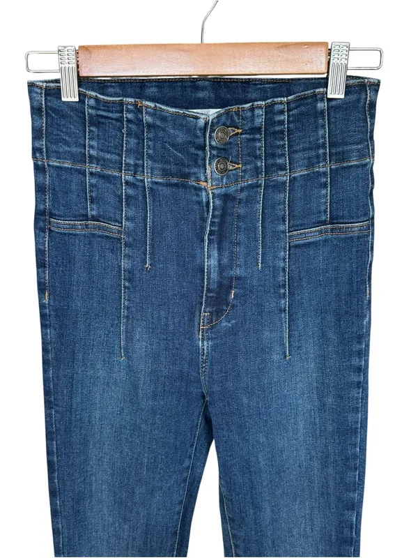 Free People - Jayde Flare Jeans Night Sky Retro High Rise Denim Sz 27 - Image 4