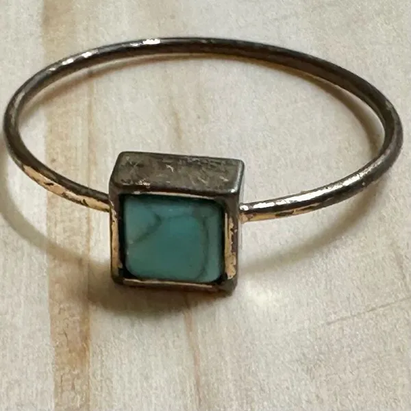 Turquoise blue square dainty ring Blue - Image 7