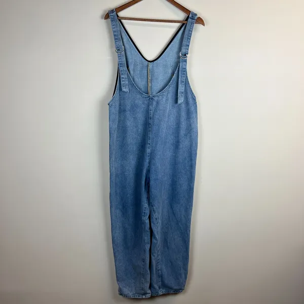 Denim Jean Baggy Overall Jumpsuit Womens Small Blue Sleeveless Adjustable Straps - Image 6
