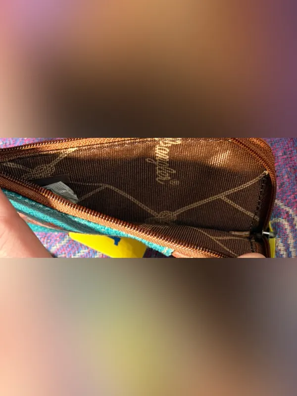 Wrangler Turquoise and Brown Southwestern Zip Card Wallet - Image 3
