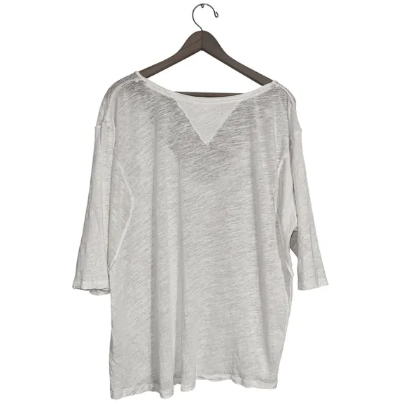 Free People We The Free White Linen‎ Blend V-Neck 3/4 Sleeve Top Large - Image 4