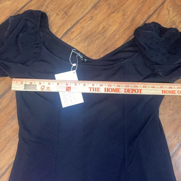 Natacata Chic Black Blouse with long Sheer Sleeves top dressy shirt NWT - Image 7