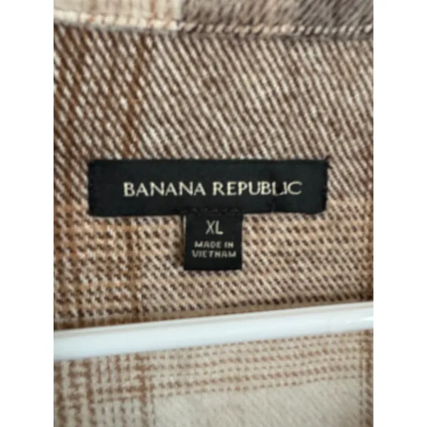 Banana Republic brown plaid shirt jacket size xl - Image 3