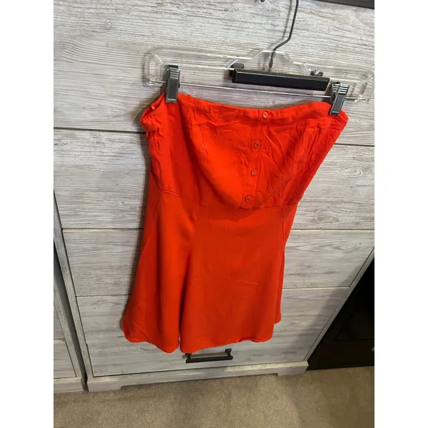 ASTR The Label Womens Strapless Button Front Mini Dress Orange Red Size Medium - Image 2