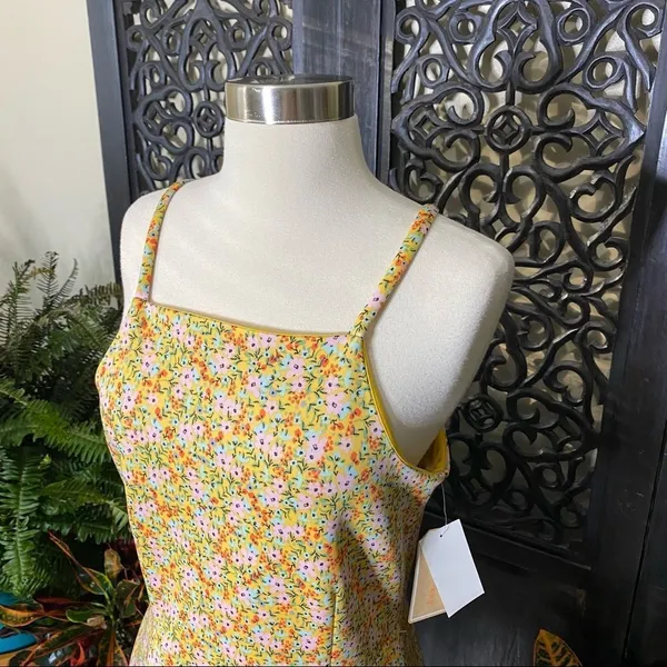Copper Key Fit & Flare Yellow Ditsy Floral Dress - Image 4