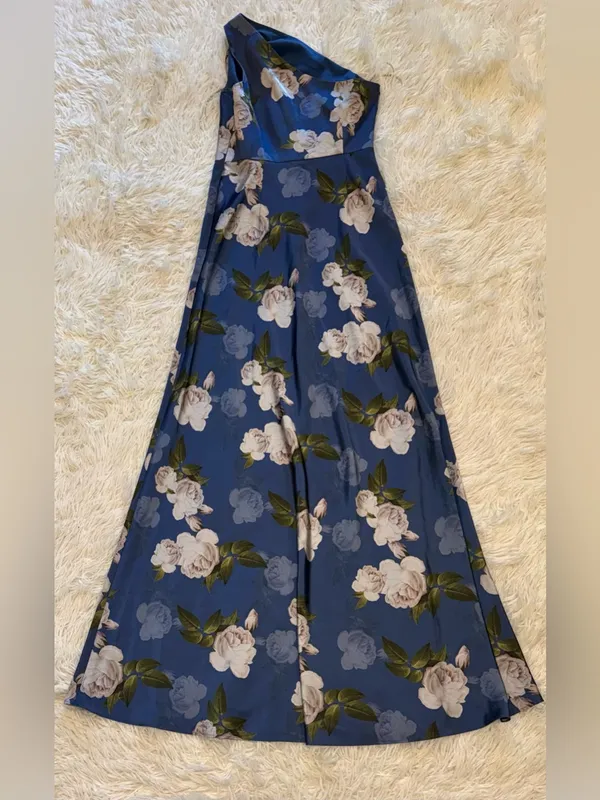 NEW Sachin & Babi Delphine Floral Print Blue One-Shoulder Gow SIZE 2 - Image 8