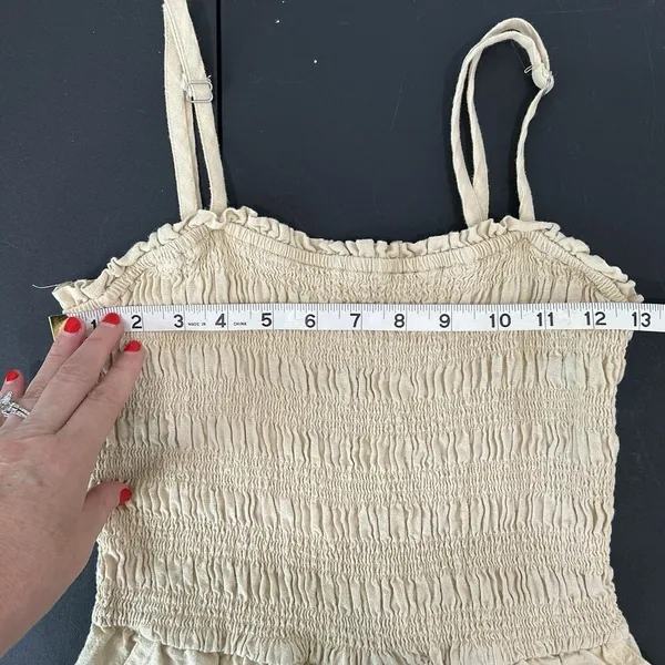 Universal Thread Women's XS Smocked Linen Maxi Jumpsuit Beige‎ Boho Lagenlook - Image 14