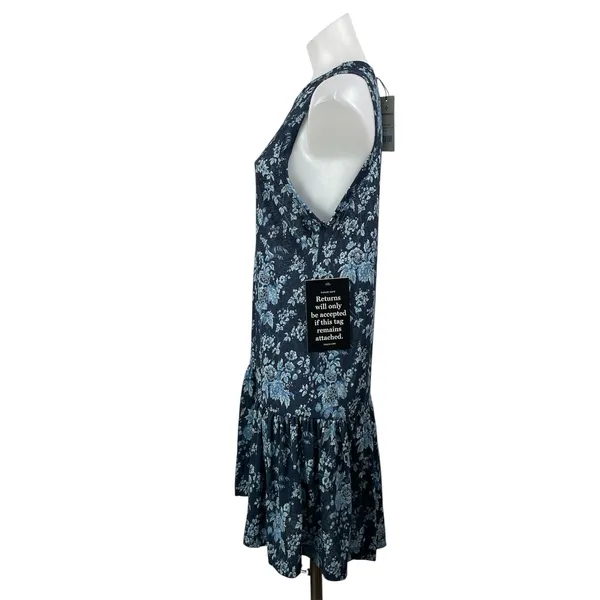 NEW Tuckernuck Blue Floral Sleeveless Ruffle Drop Waist Tank Mini Dress Size M - Image 2